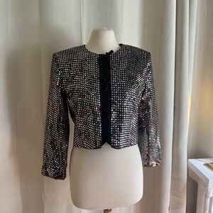 Vintage A.C. Sport  1980’s Black and Silver Sequin Jacket
